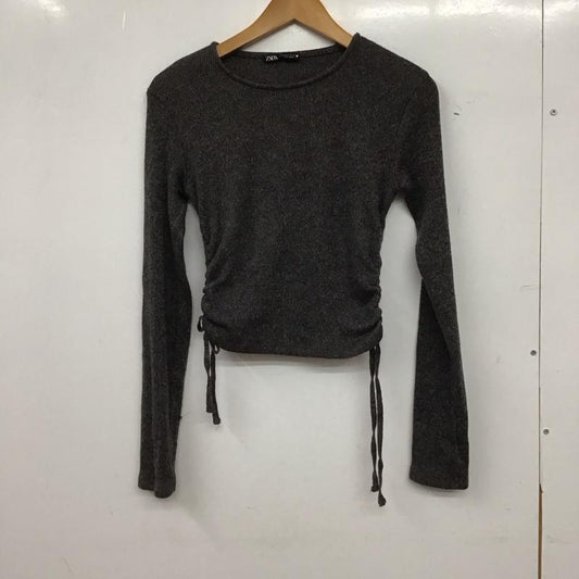 ザラ ZARA カットソー 長袖 S 無地 チャコールグレー / チャコールグレー / レディース USED 古着 中古 10155097
