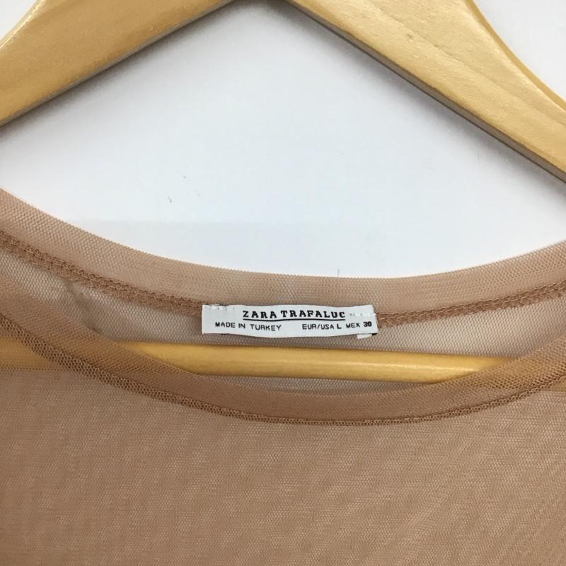 ザラ ZARA カットソー 半袖 メッシュ L 無地 ベージュ / ベージュ / beige レディース USED 古着 中古 10155114