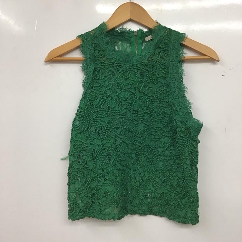 ザラ ZARA カットソー 半袖 ノースリーブ S 無地 緑 / グリーン / green レディース USED 古着 中古 10155115