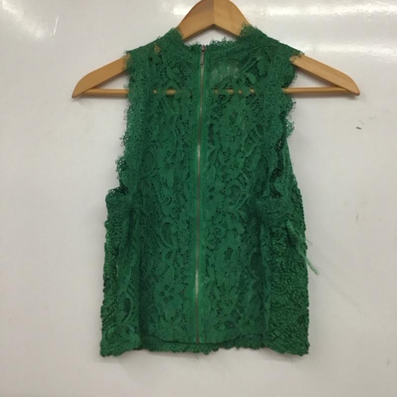 ザラ ZARA カットソー 半袖 ノースリーブ S 無地 緑 / グリーン / green レディース USED 古着 中古 10155115
