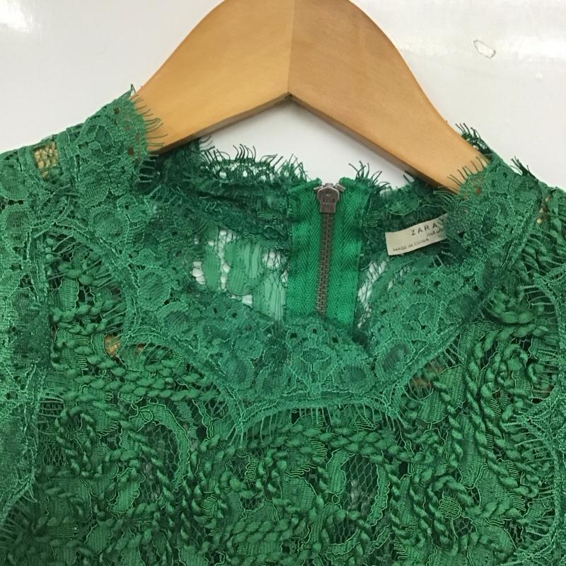ザラ ZARA カットソー 半袖 ノースリーブ S 無地 緑 / グリーン / green レディース USED 古着 中古 10155115