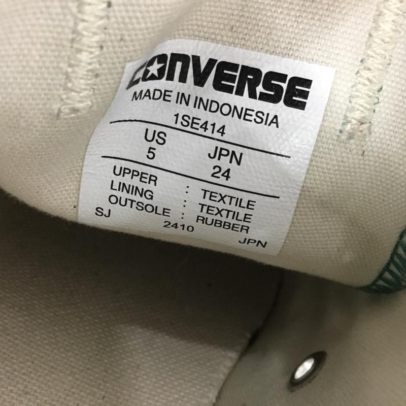 コンバース CONVERSE スニーカー スニーカー 1SE414 ALL STAR WASHEDCANVAS OX 24cm 24.0cm ロゴ、文字 緑 / グリーン / green X 白 / ホワイト / white レディース USED 古着 中古 10155129