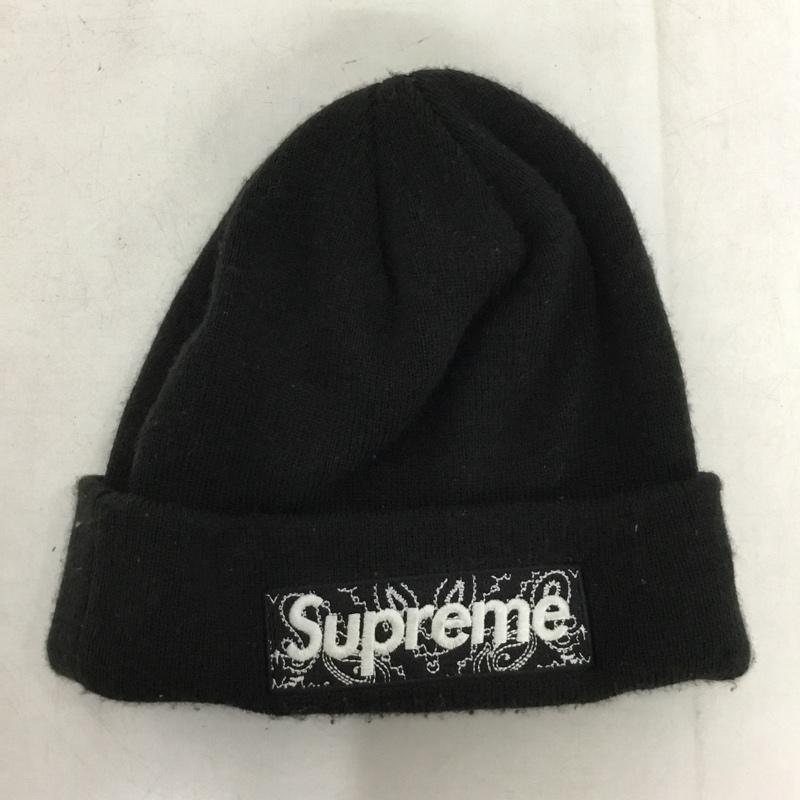 シュプリーム Supreme 帽子 ニット帽 New Era Box Logo Beanie ペイズリーボックスロゴ 19AW 19FW ロゴ、文字 黒 / ブラック / black メンズ USED 古着 中古 10155136
