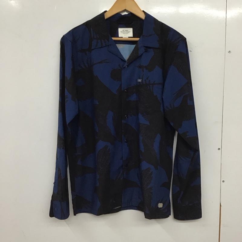 クライミー CRIMIE シャツ、ブラウス 長袖 長袖シャツ プリントシャツ カラーシャツ M プリント 青 / ブルー / blue X 黒 / ブラック / black メンズ USED 古着 中古 10155149