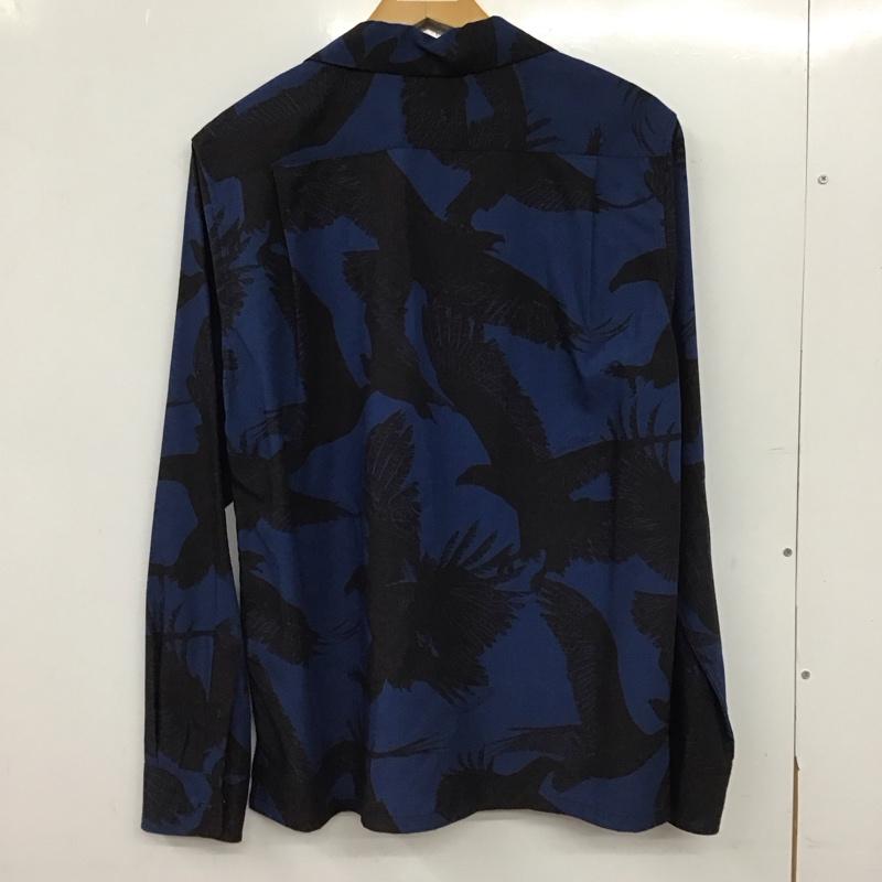 クライミー CRIMIE シャツ、ブラウス 長袖 長袖シャツ プリントシャツ カラーシャツ M プリント 青 / ブルー / blue X 黒 / ブラック / black メンズ USED 古着 中古 10155149