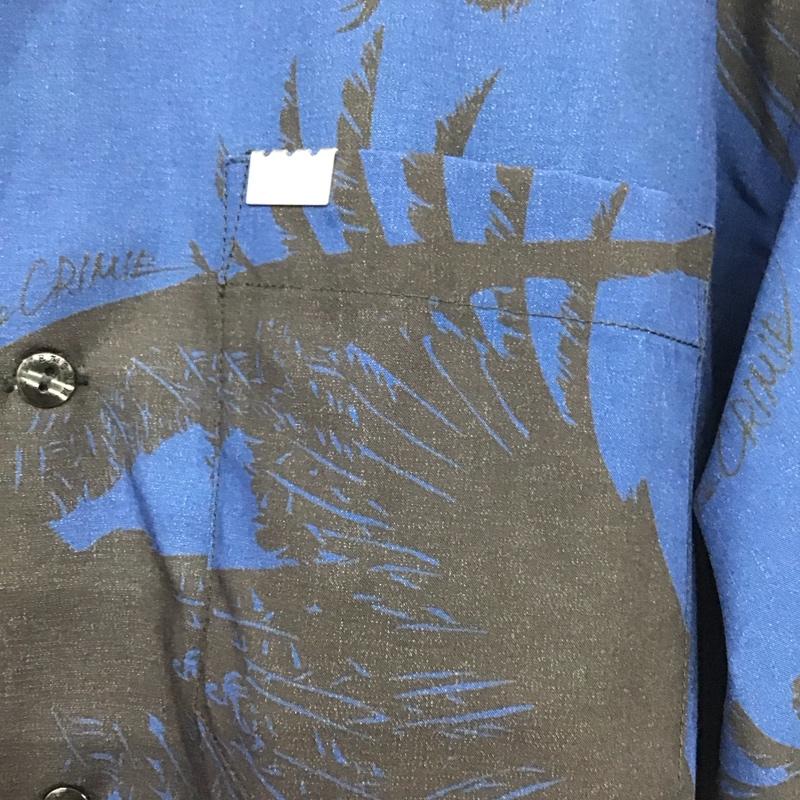 クライミー CRIMIE シャツ、ブラウス 長袖 長袖シャツ プリントシャツ カラーシャツ M プリント 青 / ブルー / blue X 黒 / ブラック / black メンズ USED 古着 中古 10155149