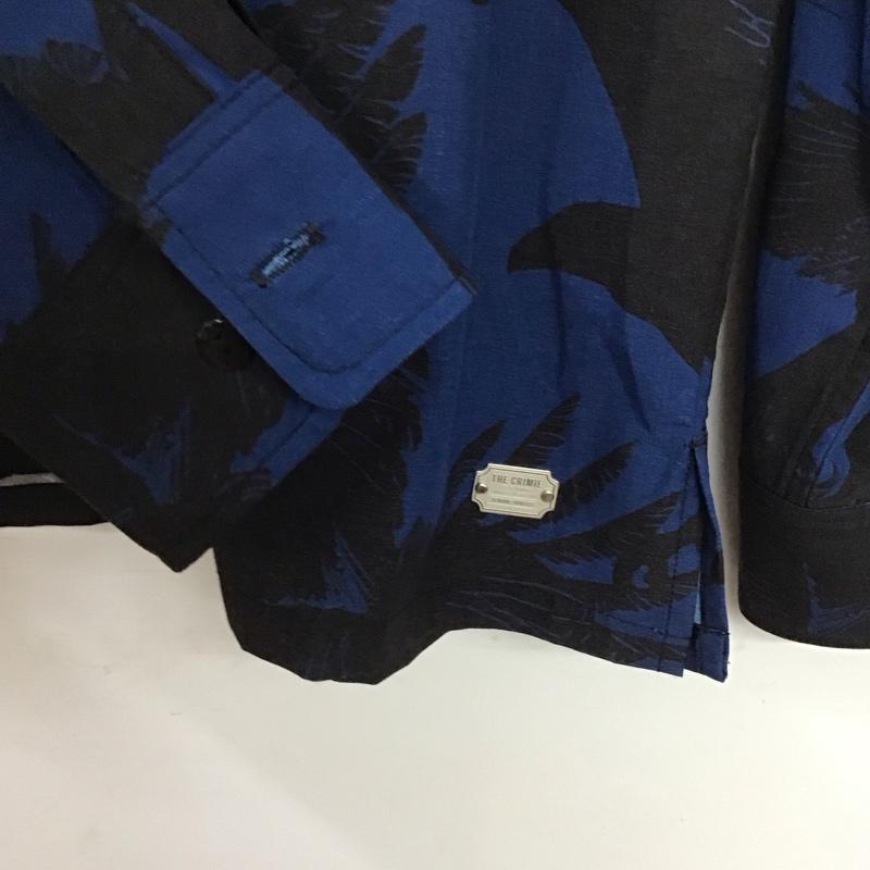 クライミー CRIMIE シャツ、ブラウス 長袖 長袖シャツ プリントシャツ カラーシャツ M プリント 青 / ブルー / blue X 黒 / ブラック / black メンズ USED 古着 中古 10155149