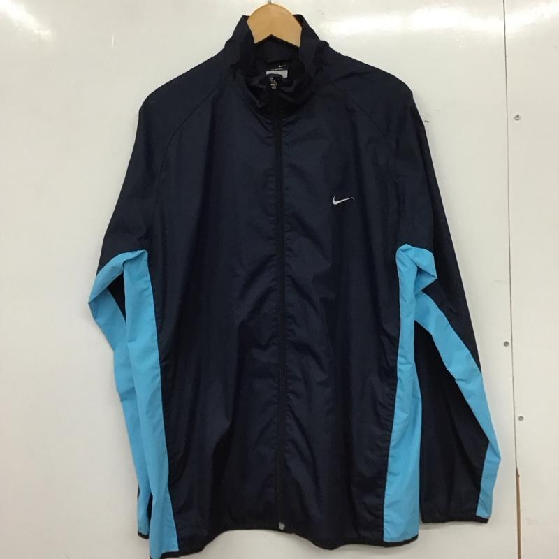 ナイキ NIKE ジャケット、上着 ジャンパー、ブルゾン ジップアップジャケット ナイロンジャケット アウター L ロゴ、文字 紺 / ネイビー / navy X 青 / ブルー / blue メンズ USED 古着 中古 10155151