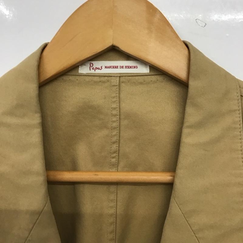 パパス Papas MANIERE DE HEMING ジャケット、上着 ジャケット、ブレザー カジュアルジャケット アウター カラージャケット L 無地 ベージュ / ベージュ / beige メンズ USED 古着 中古 10155165