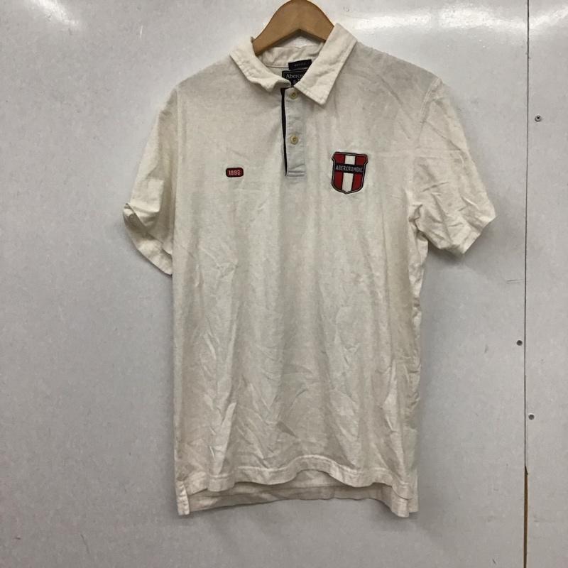 アバクロンビーアンドフィッチ ABERCROMBIE&FITCH ポロシャツ 半袖 半袖ポロシャツ カラーシャツ 半袖カットソー L ロゴ、文字 アイボリー / アイボリー / メンズ USED 古着 中古 10155171