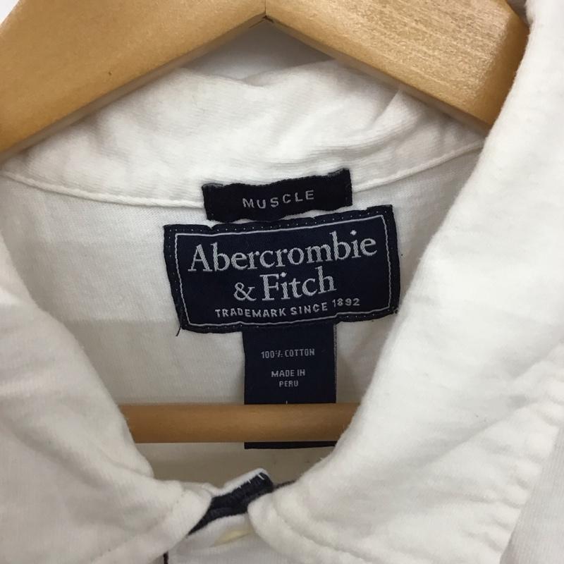 アバクロンビーアンドフィッチ ABERCROMBIE&FITCH ポロシャツ 半袖 半袖ポロシャツ カラーシャツ 半袖カットソー L ロゴ、文字 アイボリー / アイボリー / メンズ USED 古着 中古 10155171
