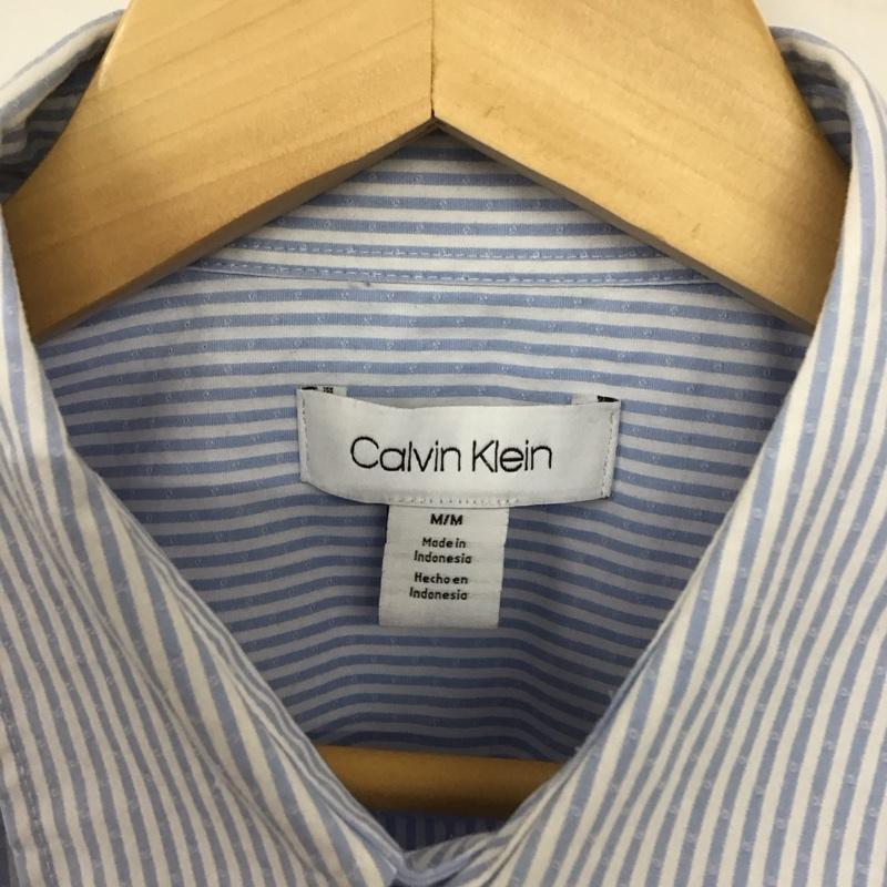 カルバン・クライン Calvin Klein シャツ、ブラウス 長袖 長袖シャツ ストライプシャツ カラーシャツ M ストライプ 白 / ホワイト / white X 水色 / ライトブルー / メンズ USED 古着 中古 10155181