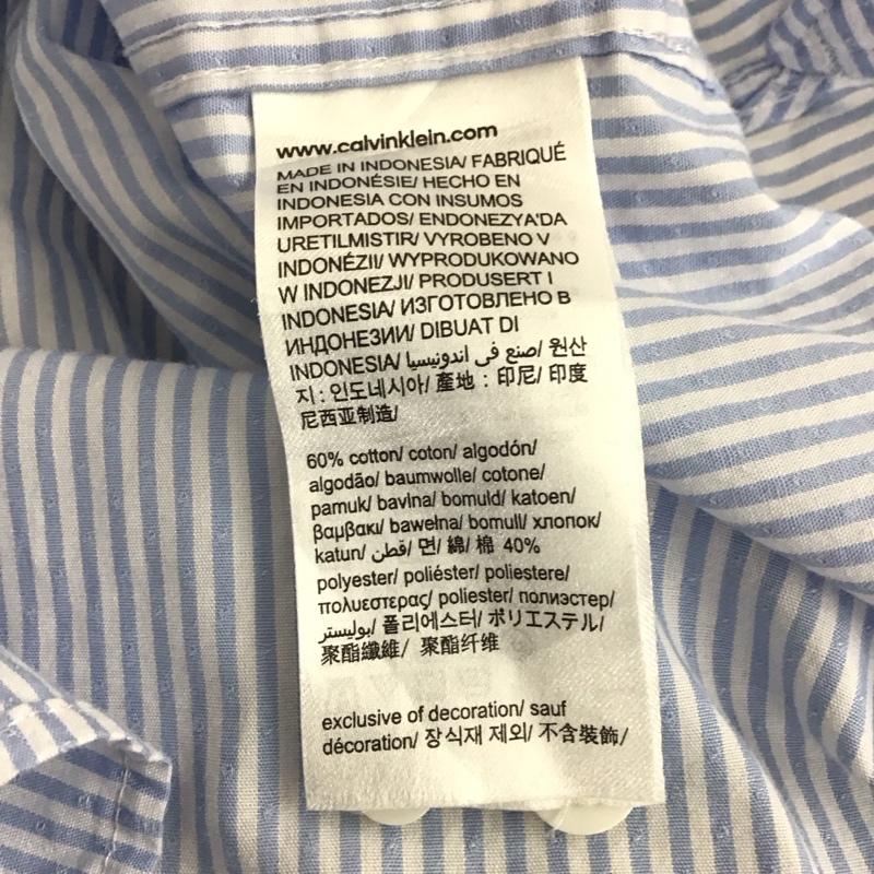 カルバン・クライン Calvin Klein シャツ、ブラウス 長袖 長袖シャツ ストライプシャツ カラーシャツ M ストライプ 白 / ホワイト / white X 水色 / ライトブルー / メンズ USED 古着 中古 10155181