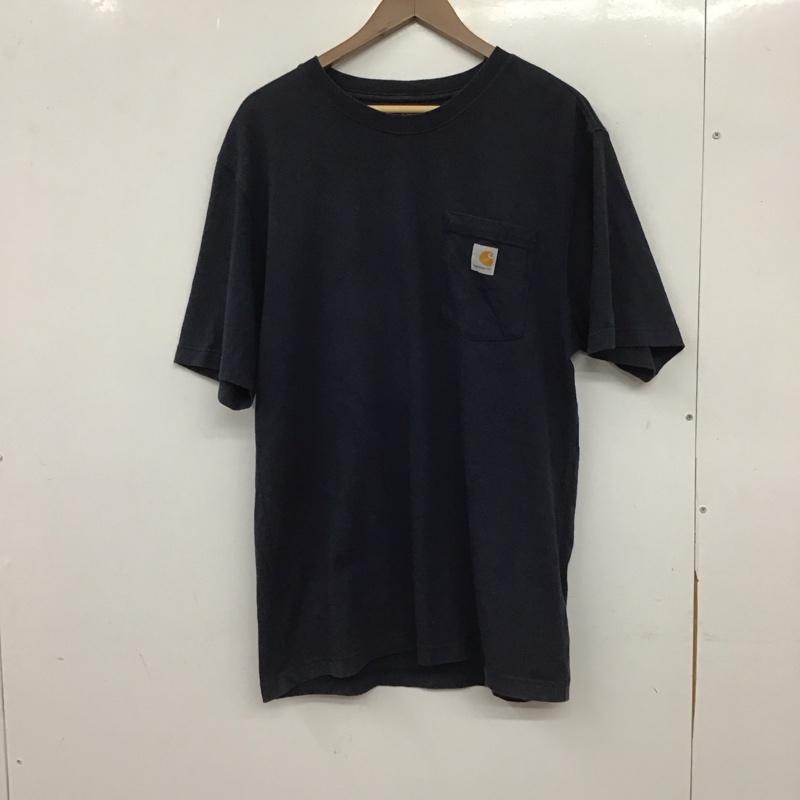 カーハート Carhartt Tシャツ 半袖 半袖カットソー プリントTシャツ クルーネックカットソー M ロゴ、文字 紺 / ネイビー / navy メンズ USED 古着 中古 10155184
