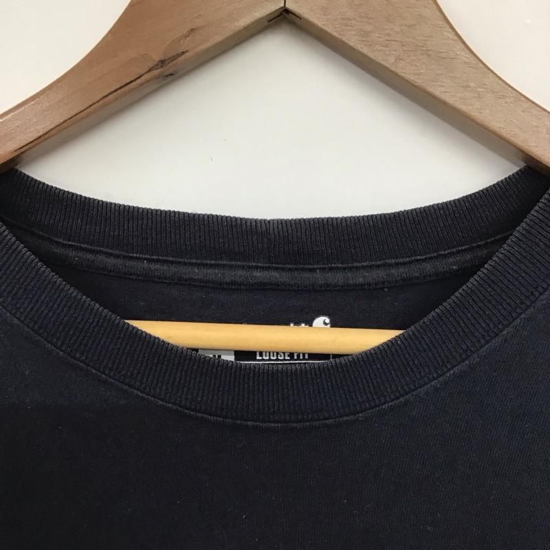 カーハート Carhartt Tシャツ 半袖 半袖カットソー プリントTシャツ クルーネックカットソー M ロゴ、文字 紺 / ネイビー / navy メンズ USED 古着 中古 10155184