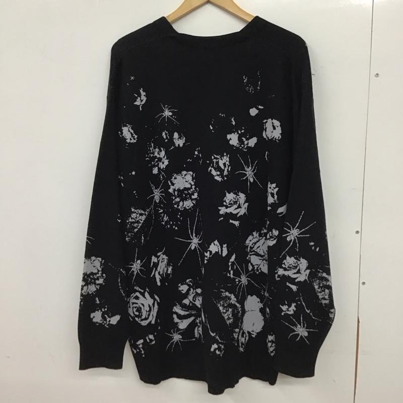 ラッドミュージシャン LAD MUSICIAN カーディガン 長袖 2223-002 HIGHGAUGEFLOWERKNITCARDIGAN 44 プリント 黒 / ブラック / black メンズ USED 古着 中古 10155196