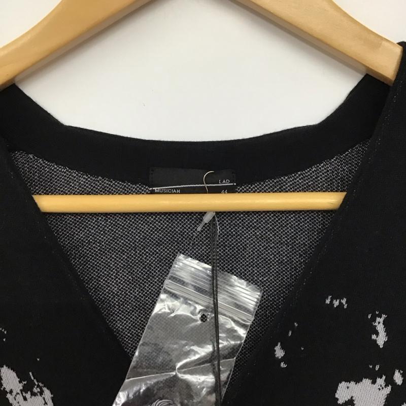ラッドミュージシャン LAD MUSICIAN カーディガン 長袖 2223-002 HIGHGAUGEFLOWERKNITCARDIGAN 44 プリント 黒 / ブラック / black メンズ USED 古着 中古 10155196