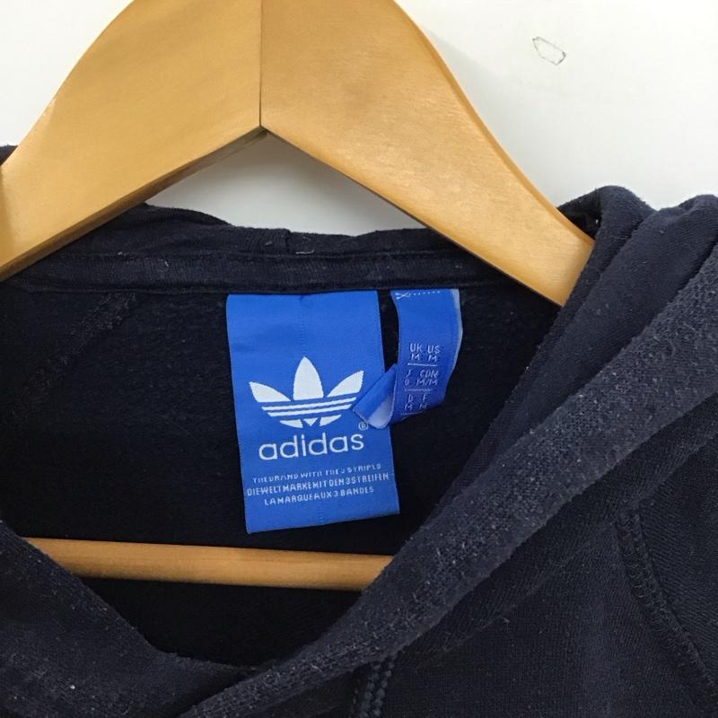 アディダス adidas パーカー 長袖 長袖パーカー プルオーバーパーカー スウェット 0 ロゴ、文字 紺 / ネイビー / navy メンズ USED 古着 中古 10155206