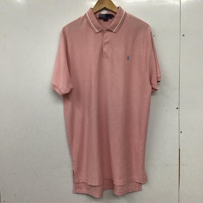 ポロバイラルフローレン Polo by RALPH LAUREN ポロシャツ 半袖 半袖ポロシャツ カラーシャツ 半袖カットソー L ロゴ、文字 桃 / ピンク / pink メンズ USED 古着 中古 10155215