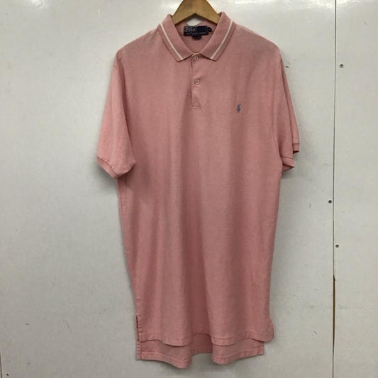 ポロバイラルフローレン Polo by RALPH LAUREN ポロシャツ 半袖 半袖ポロシャツ カラーシャツ 半袖カットソー L ロゴ、文字 桃 / ピンク / pink メンズ USED 古着 中古 10155215