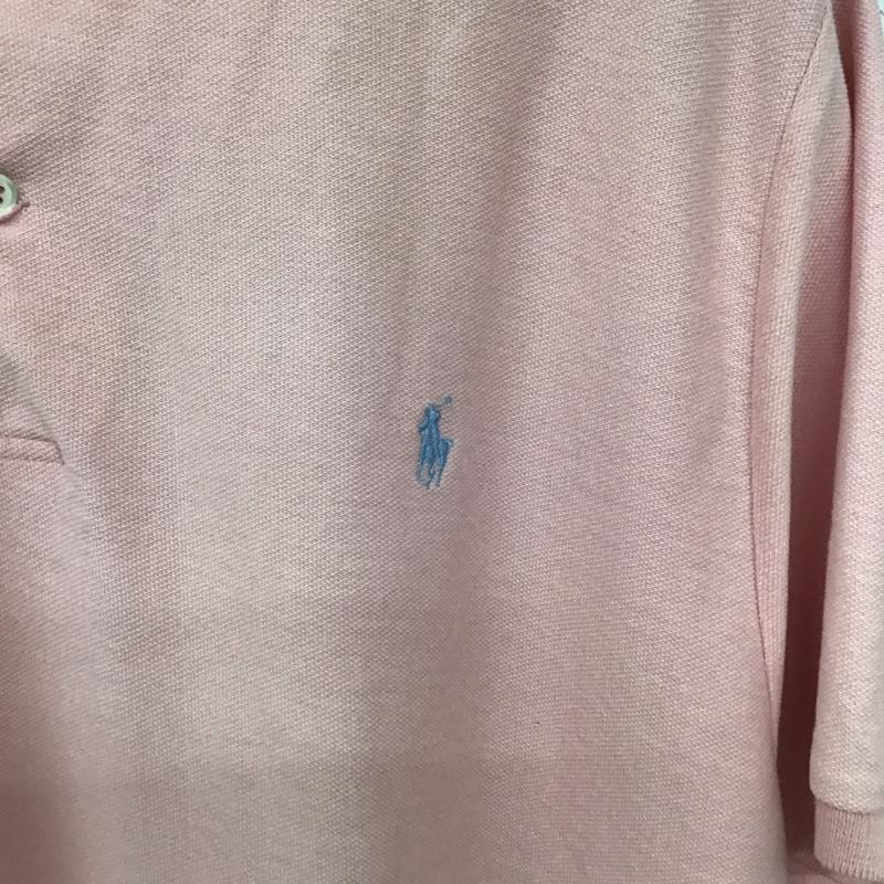 ポロバイラルフローレン Polo by RALPH LAUREN ポロシャツ 半袖 半袖ポロシャツ カラーシャツ 半袖カットソー L ロゴ、文字 桃 / ピンク / pink メンズ USED 古着 中古 10155215