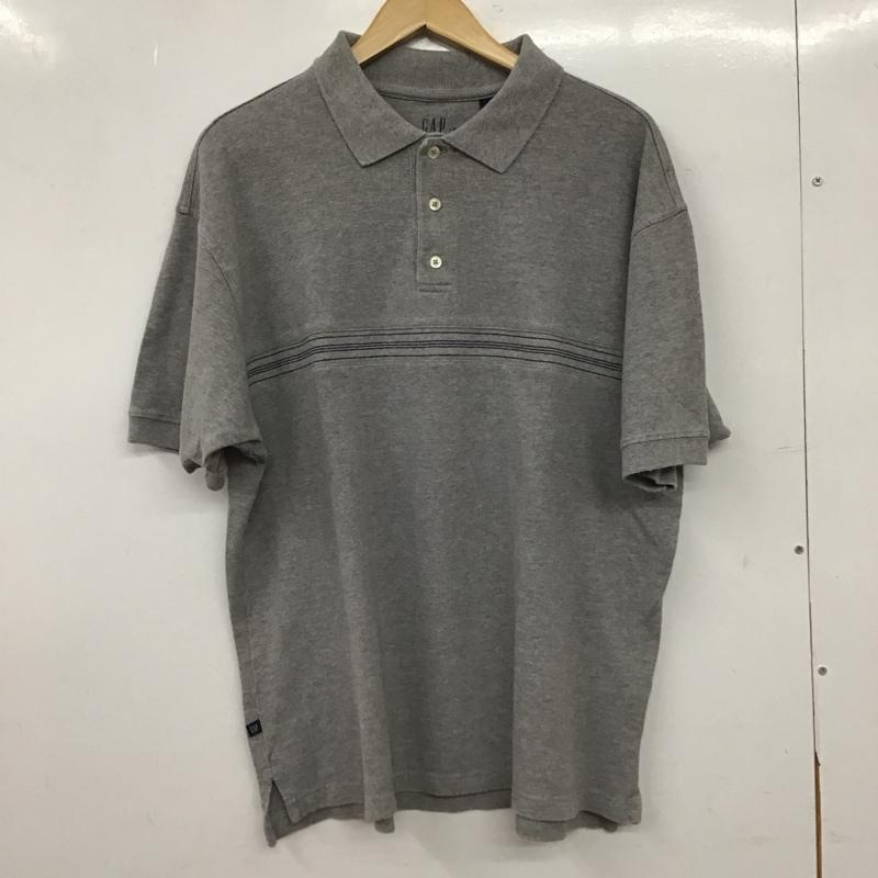 ギャップ GAP ポロシャツ 半袖 半袖ポロシャツ カラーシャツ 半袖カットソー M ロゴ、文字 灰 / グレー / gray メンズ USED 古着 中古 10155216