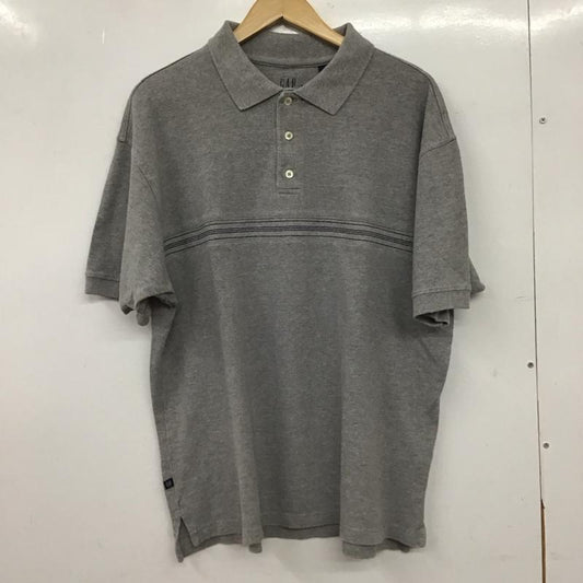 ギャップ GAP ポロシャツ 半袖 半袖ポロシャツ カラーシャツ 半袖カットソー M ロゴ、文字 灰 / グレー / gray メンズ USED 古着 中古 10155216