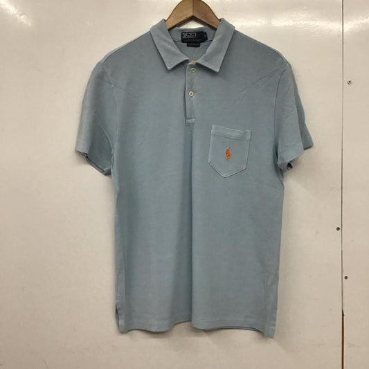 ポロバイラルフローレン Polo by RALPH LAUREN ポロシャツ 半袖 半袖ポロシャツ カラーシャツ 半袖カットソー L ロゴ、文字 水色 / ライトブルー / メンズ USED 古着 中古 10155229