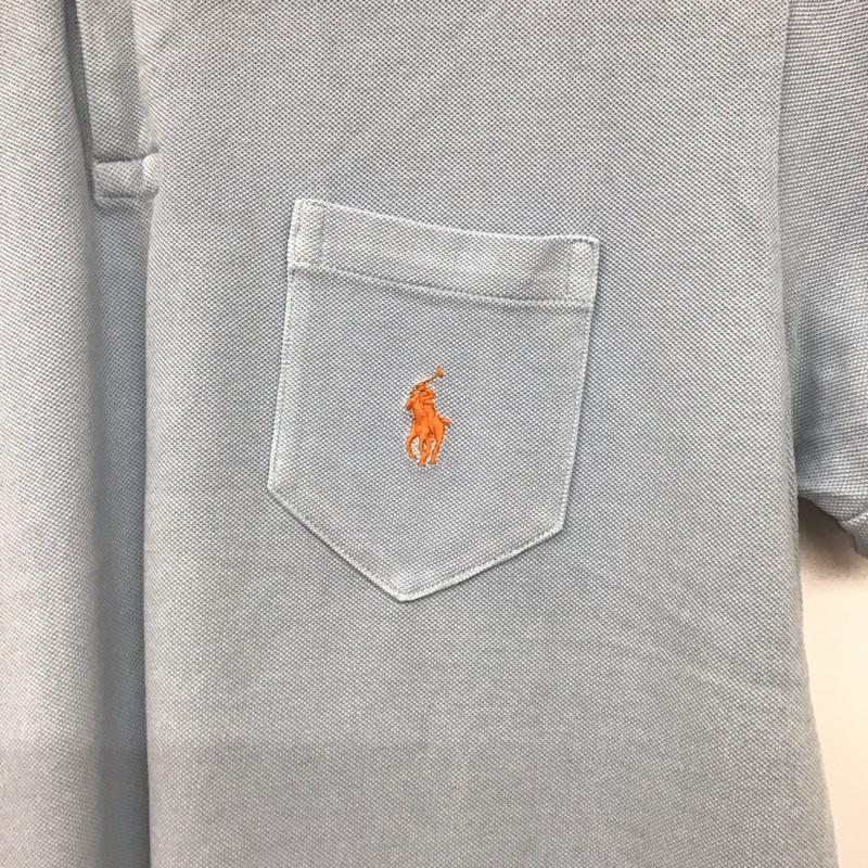 ポロバイラルフローレン Polo by RALPH LAUREN ポロシャツ 半袖 半袖ポロシャツ カラーシャツ 半袖カットソー L ロゴ、文字 水色 / ライトブルー / メンズ USED 古着 中古 10155229