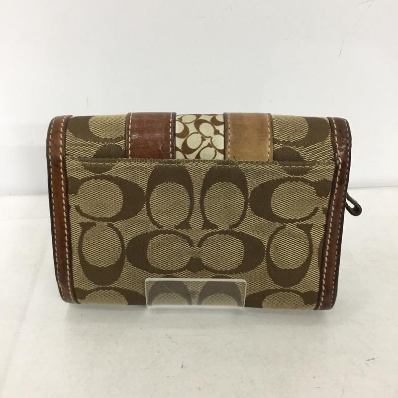 コーチ COACH 財布 二つ折り シグネチャー レザー 総柄 茶 / ブラウン / brown レディース USED 古着 中古 10155267
