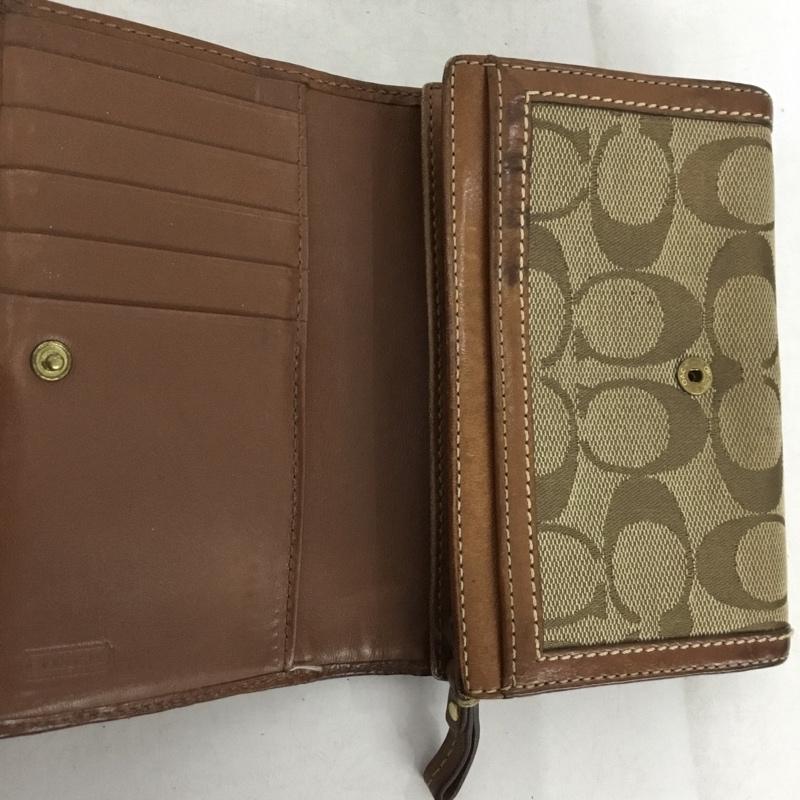 コーチ COACH 財布 二つ折り シグネチャー レザー 総柄 茶 / ブラウン / brown レディース USED 古着 中古 10155267