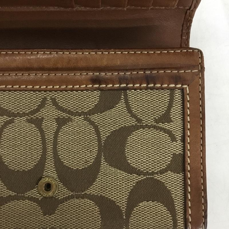 コーチ COACH 財布 二つ折り シグネチャー レザー 総柄 茶 / ブラウン / brown レディース USED 古着 中古 10155267