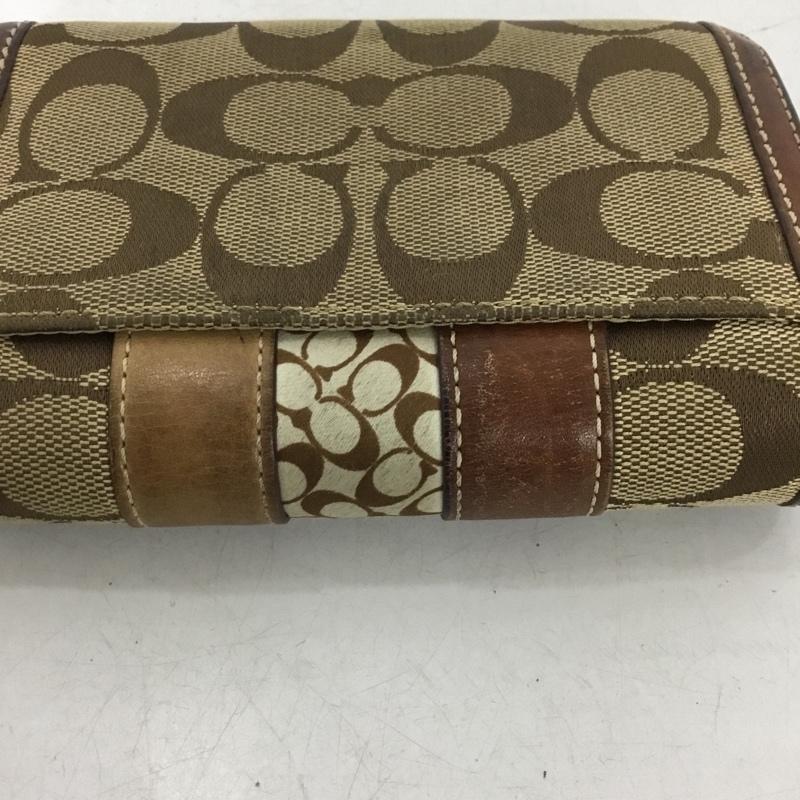 コーチ COACH 財布 二つ折り シグネチャー レザー 総柄 茶 / ブラウン / brown レディース USED 古着 中古 10155267