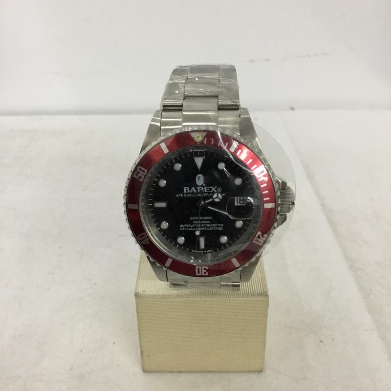 アベイシングエイプ A BATHING APE 腕時計 アナログ（自動巻き） BAPEX 箱有 ロゴ、文字 銀 / シルバー / silver color X 赤 / レッド / red X 黒 / ブラック / black メンズ USED 古着 中古 10155272