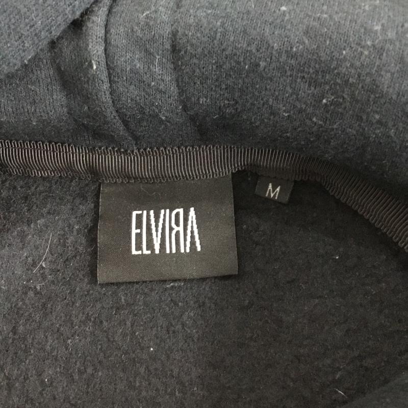 エルヴィラ ELVIRA パーカー 長袖 プルオーバー 裏起毛 フーディー M ロゴ、文字 黒 / ブラック / black メンズ USED 古着 中古 10155302