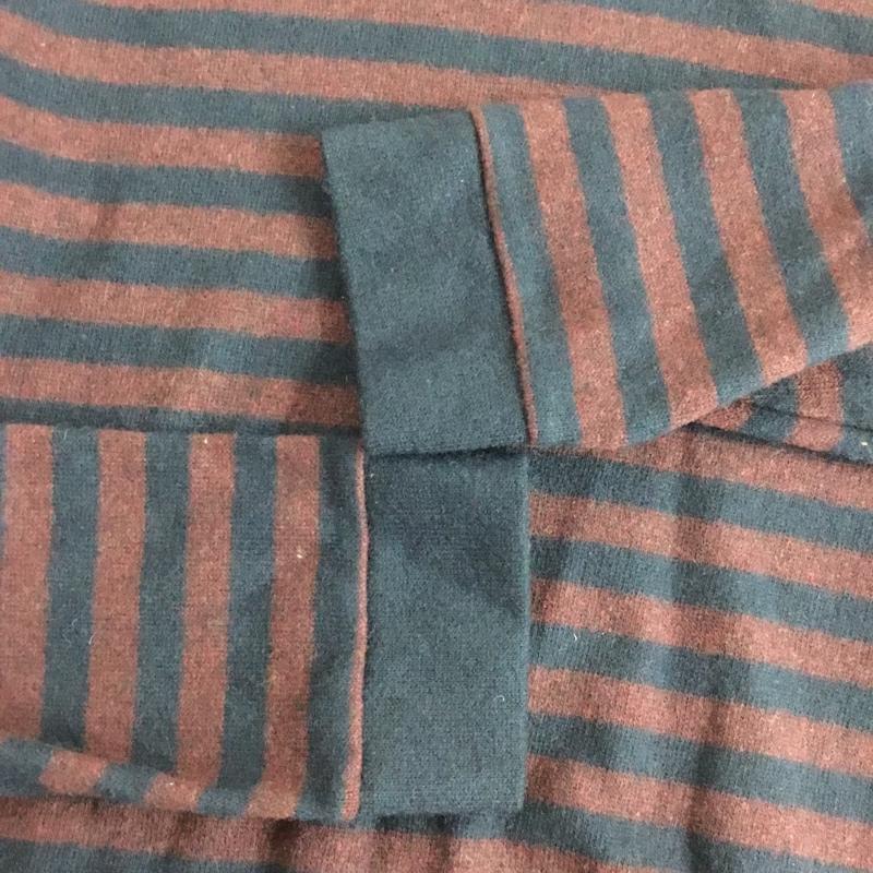 クラクト CLUCT ニット、セーター 長袖 クルーネック ボーダー柄 L ワンポイント 紺 / ネイビー / navy X えんじ / ワインレッド / dark red メンズ USED 古着 中古 10155305