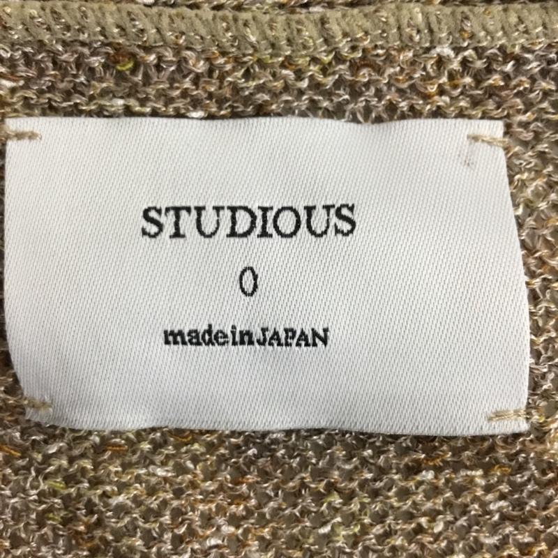 ステュディオス STUDIOUS カーディガン 長袖 ST14-1-3-02 Vネック リネン混 0 無地 茶 / ブラウン / brown メンズ USED 古着 中古 10155309