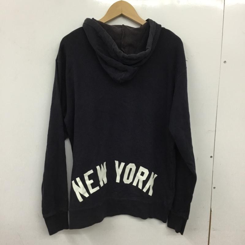 マジェスティック MAJESTIC パーカー 長袖 プルオーバー フーディー コットン NY バックプリント L ロゴ、文字 紺 / ネイビー / navy メンズ USED 古着 中古 10155312