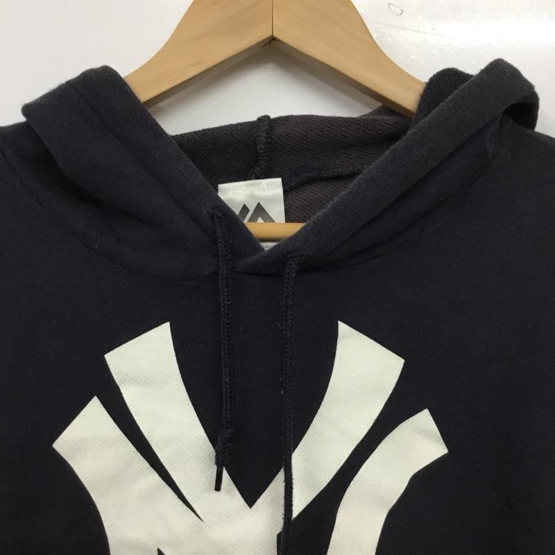 マジェスティック MAJESTIC パーカー 長袖 プルオーバー フーディー コットン NY バックプリント L ロゴ、文字 紺 / ネイビー / navy メンズ USED 古着 中古 10155312