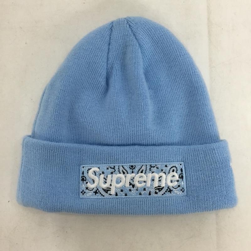 シュプリーム Supreme 帽子 ニット帽 NEW ERA Box Logo Beanie 19AW 19FW バンダナ ロゴ、文字 水色 / ライトブルー / メンズ USED 古着 中古 10155321