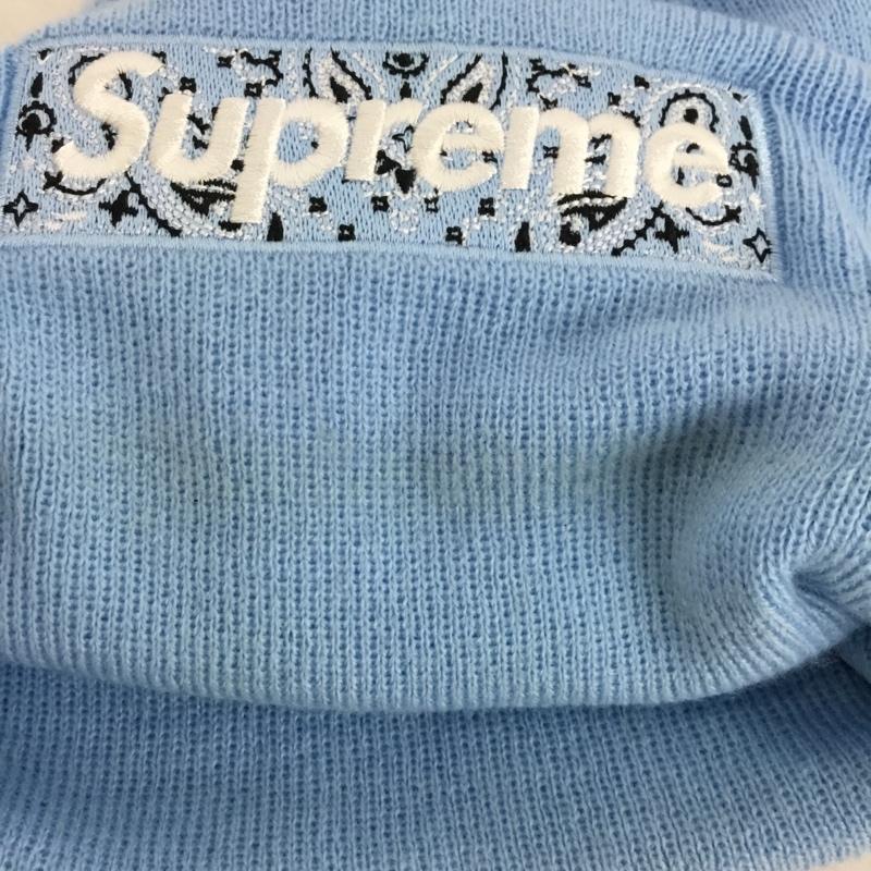 シュプリーム Supreme 帽子 ニット帽 NEW ERA Box Logo Beanie 19AW 19FW バンダナ ロゴ、文字 水色 / ライトブルー / メンズ USED 古着 中古 10155321