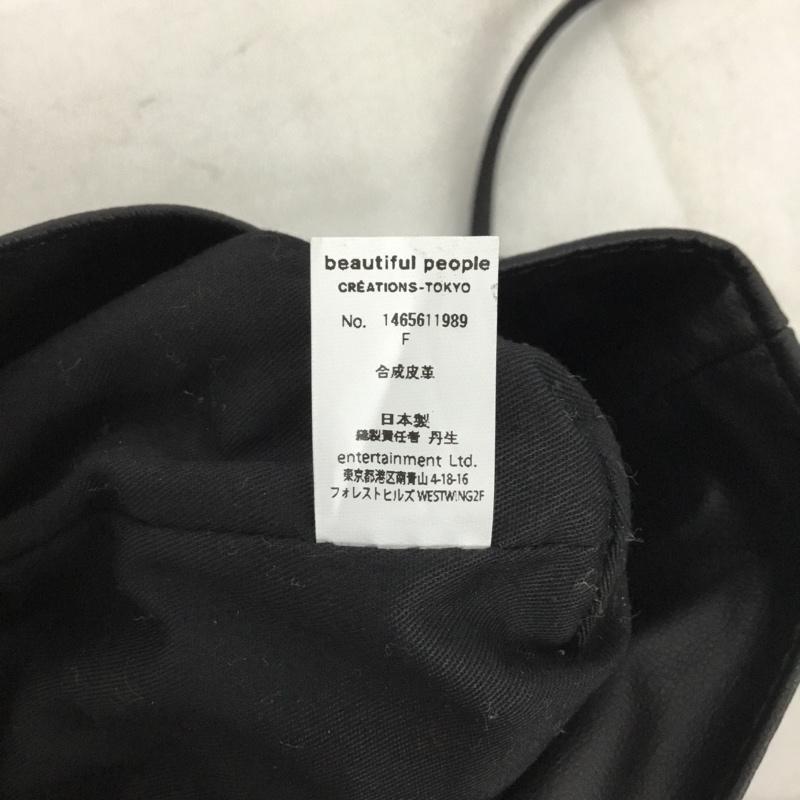ビューティフルピープル beautiful people ハンドバッグ ハンドバッグ 1465611989 フェイクレザー ミニバッグ ロゴ、文字 黒 / ブラック / black レディース USED 古着 中古 10155325
