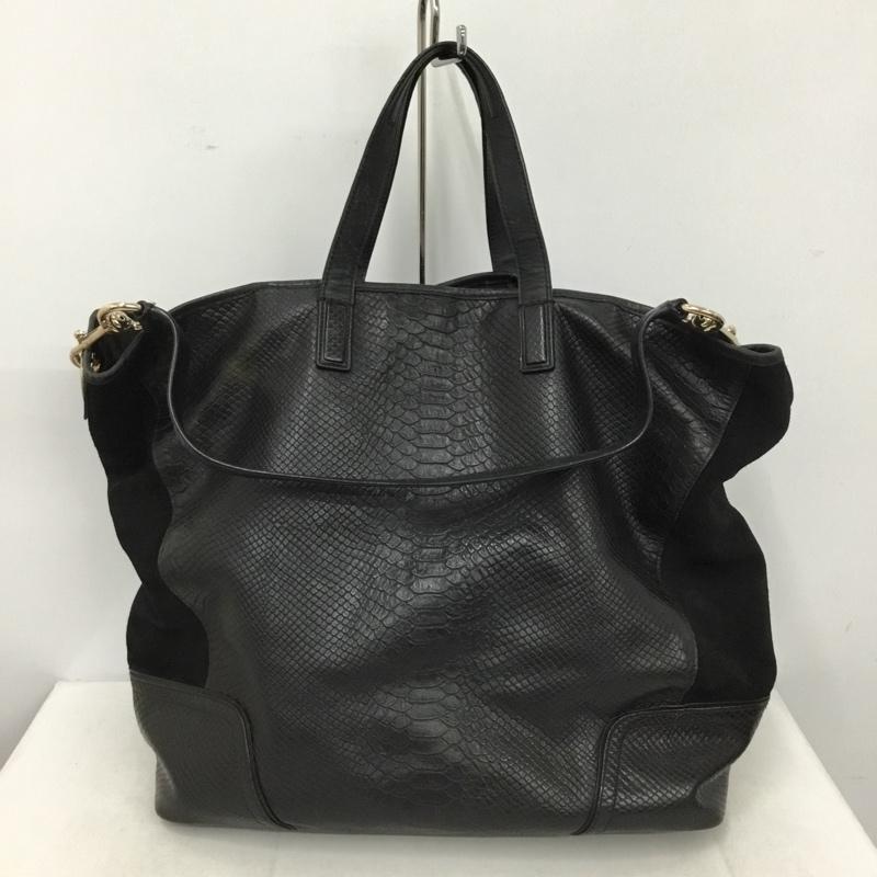 コーチ COACH トートバッグ トートバッグ F30963 パイソン型押しレザー 2WAY ヘビ柄 黒 / ブラック / black レディース USED 古着 中古 10155329