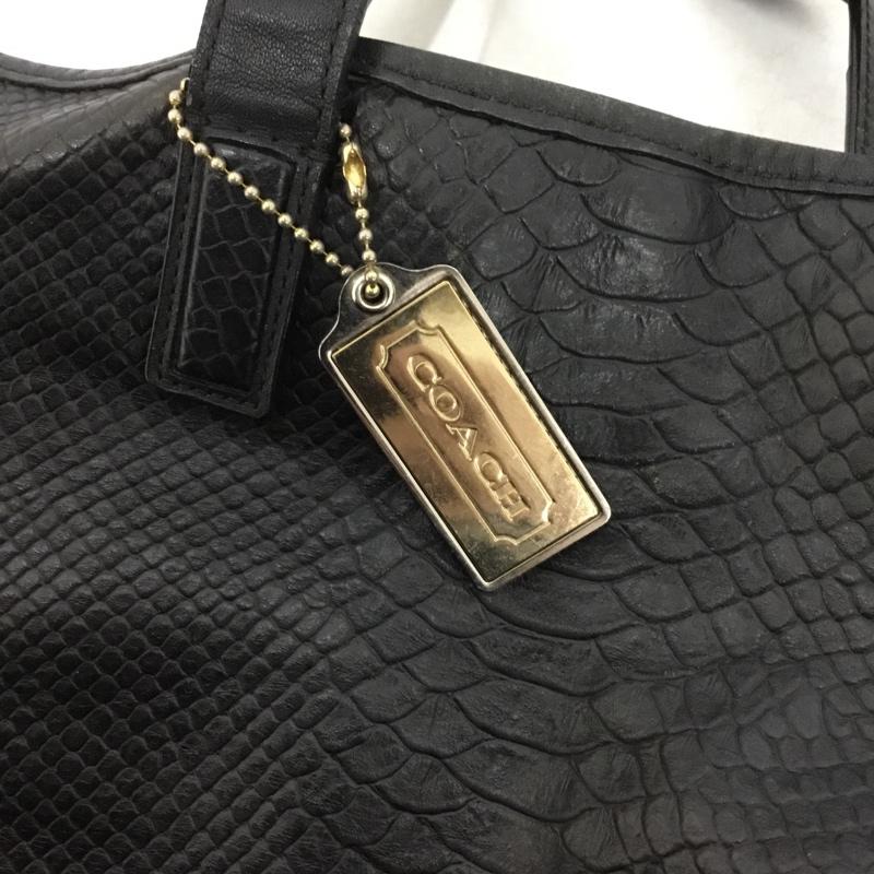 コーチ COACH トートバッグ トートバッグ F30963 パイソン型押しレザー 2WAY ヘビ柄 黒 / ブラック / black レディース USED 古着 中古 10155329