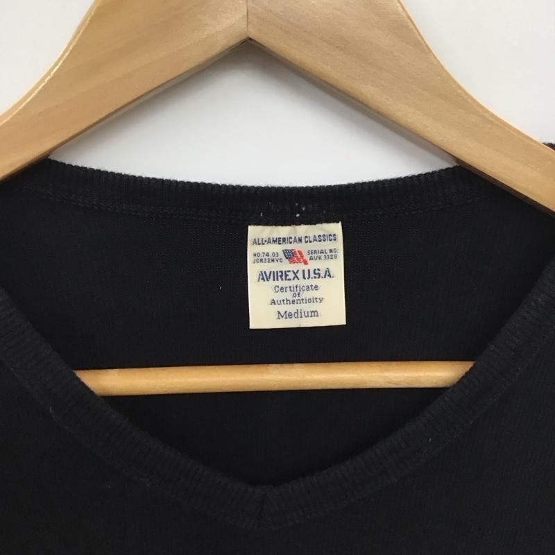 アヴィレックス AVIREX U.S.A. Tシャツ 半袖 半袖カットソー 無地Tシャツ M 無地 紺 / ネイビー / navy メンズ USED 古着 中古 10155346
