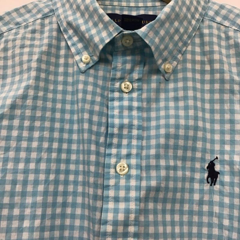 ラルフローレン RALPHLAUREN シャツ、ブラウス 長袖 長袖シャツ チェックシャツ カラーシャツ M チェック 白 / ホワイト / white X 水色 / ライトブルー / ボーイズ USED 古着 中古 10155347