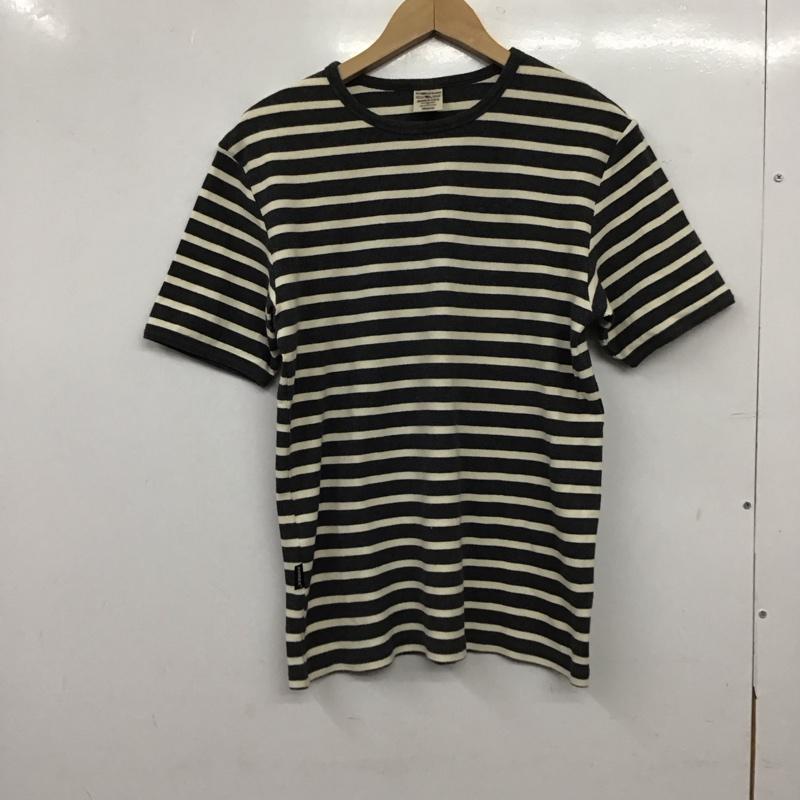 アヴィレックス AVIREX U.S.A. Tシャツ 半袖 半袖カットソー プリントTシャツ クルーネックカットソー M ボーダー柄 灰 / グレー / gray X アイボリー / アイボリー / メンズ USED 古着 中古 10155348