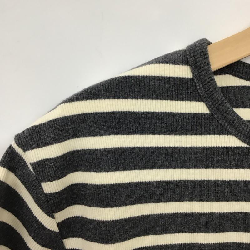 アヴィレックス AVIREX U.S.A. Tシャツ 半袖 半袖カットソー プリントTシャツ クルーネックカットソー M ボーダー柄 灰 / グレー / gray X アイボリー / アイボリー / メンズ USED 古着 中古 10155348