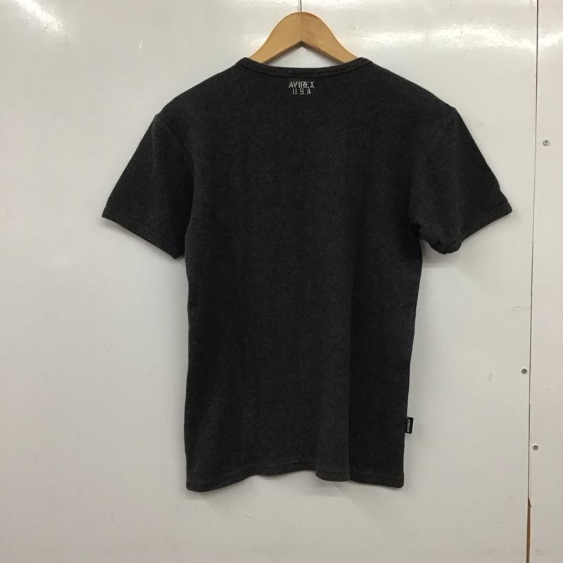 アヴィレックス AVIREX U.S.A. Tシャツ 半袖 半袖カットソー プリントTシャツ クルーネックカットソー M 無地 灰 / グレー / gray メンズ USED 古着 中古 10155351
