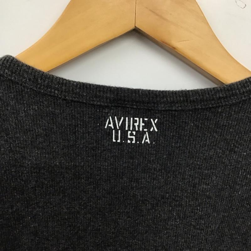 アヴィレックス AVIREX U.S.A. Tシャツ 半袖 半袖カットソー プリントTシャツ クルーネックカットソー M 無地 灰 / グレー / gray メンズ USED 古着 中古 10155351
